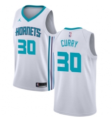 Men's Nike Jordan Charlotte Hornets #30 Dell Curry Authentic White NBA Jersey - Association Edition