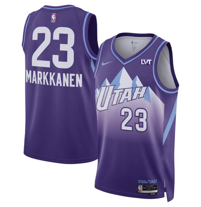 Men's Utah Jazz #23 Lauri Markkanen Purple 2024-25 City Edition Stitched Basketball Jersey