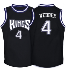 Men's Adidas Sacramento Kings #4 Chris Webber Swingman Black Throwback NBA Jersey