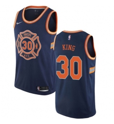 Men's Nike New York Knicks #30 Bernard King Authentic Navy Blue NBA Jersey - City Edition