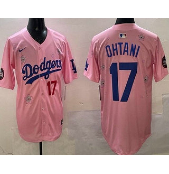 Men's Los Angeles Dodgers #17 Shohei Ohtani Pink 2025 Tokyo Series Limited Jersey
