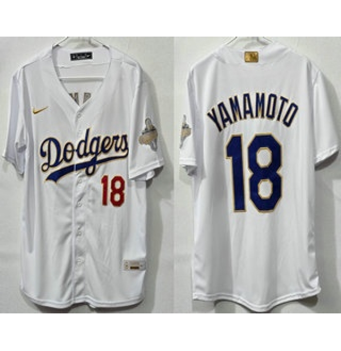 Men's Los Angeles Dodgers #18 Yoshinobu Yamamoto White 2026 Gold Collection Limited Jersey