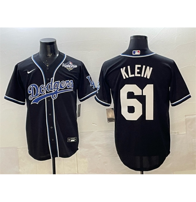 Men's Los Angeles Dodgers #61 Will Klein Black Fashion 2025 World Series Cool Base Stitched Baseball Jersey