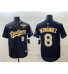 Men's Los Angeles Dodgers #8 Enrique Hernández Black Gold 2025 World Series Limited Stitched Baseball Jersey