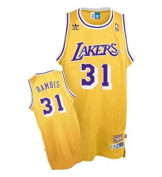 Men's Mitchell and Ness Los Angeles Lakers #31 Kurt Rambis Swingman Gold Throwback NBA Jersey