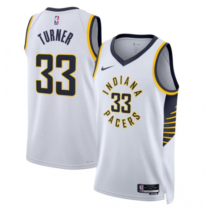 Men's Indiana Pacers #33 Myles Turner White Association Edition Stitched Basketball Jersey