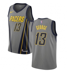 Men's Nike Indiana Pacers #13 Paul George Swingman Gray NBA Jersey - City Edition