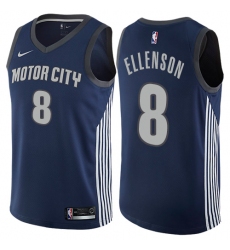 Men's Nike Detroit Pistons #8 Henry Ellenson Authentic Navy Blue NBA Jersey - City Edition