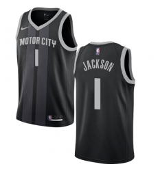 Youth Nike Detroit Pistons #1 Reggie Jackson Swingman Black NBA Jersey - City Edition
