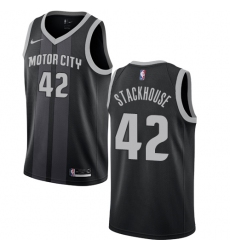 Women's Nike Detroit Pistons #42 Jerry Stackhouse Swingman Black NBA Jersey - City Edition