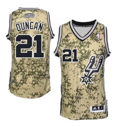 Men's Adidas San Antonio Spurs #21 Tim Duncan Authentic Camo NBA Jersey