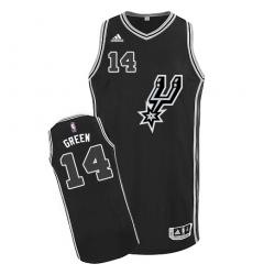 Men's Adidas San Antonio Spurs #14 Danny Green Authentic Black New Road NBA Jersey