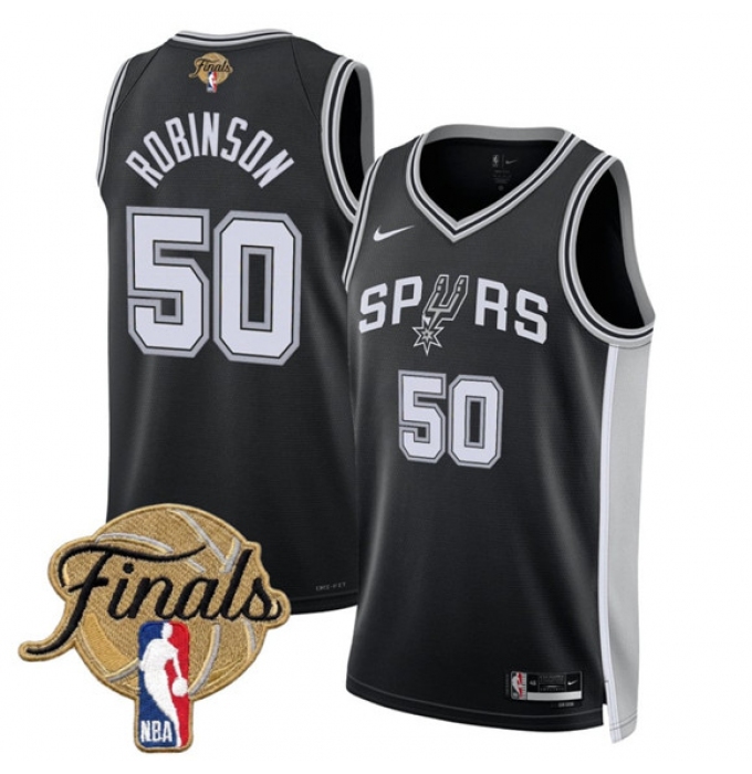 Men's San Antonio Spurs #50 David Robinson Black 2026 Finals Icon Edition Stitched Basketball Jersey