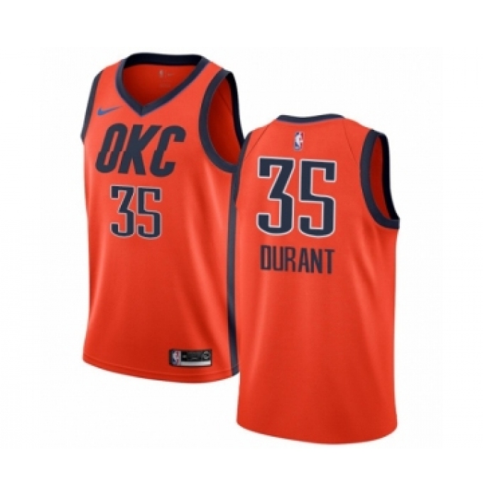 Men's Nike Oklahoma City Thunder #35 Kevin Durant Orange Swingman Jersey - Earned Edition