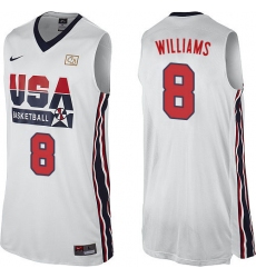 Men's Nike Team USA #8 Deron Williams Swingman White 2012 Olympic Retro Basketball Jersey