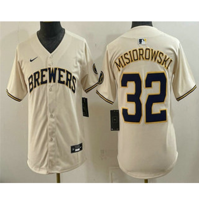 Youth Milwaukee Brewers #32 Jacob Misiorowski Cream Limited Stitched Jersey