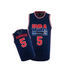 Men's Nike Team USA #5 David Robinson Swingman Navy Blue 2012 Olympic Retro Basketball Jersey