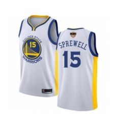Men's Golden State Warriors #15 Latrell Sprewell Swingman White 2019 Basketball Finals Bound Basketball Jersey - Association Edition
