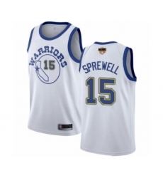 Youth Golden State Warriors #15 Latrell Sprewell Swingman White Hardwood Classics 2019 Basketball Finals Bound Basketball Jersey
