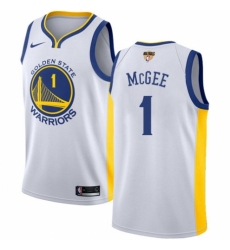 Women's Nike Golden State Warriors #1 JaVale McGee Authentic White Home 2018 NBA Finals Bound NBA Jersey - Association Edition