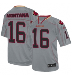 Men's Nike San Francisco 49ers #16 Joe Montana Elite Lights Out Grey NFL Jersey