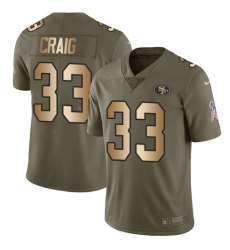 Youth Nike San Francisco 49ers #33 Roger Craig Limited Olive/Gold 2017 Salute to Service NFL Jersey