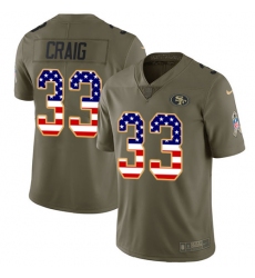 Youth Nike San Francisco 49ers #33 Roger Craig Limited Olive/USA Flag 2017 Salute to Service NFL Jersey