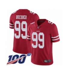 Men's San Francisco 49ers #99 DeForest Buckner Red Team Color Vapor Untouchable Limited Player 100th Season Football Jersey