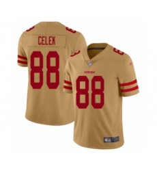 Women's San Francisco 49ers #88 Garrett Celek Limited Gold Inverted Legend Football Jersey