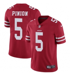 Youth Nike San Francisco 49ers #5 Bradley Pinion Red Team Color Vapor Untouchable Limited Player NFL Jersey