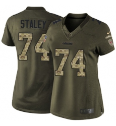 Women's Nike San Francisco 49ers #74 Joe Staley Elite Green Salute to Service NFL Jersey