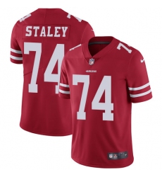 Youth Nike San Francisco 49ers #74 Joe Staley Red Team Color Vapor Untouchable Limited Player NFL Jersey