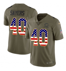Men's Nike Chicago Bears #40 Gale Sayers Limited Olive/USA Flag Salute to Service NFL Jersey
