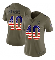 Women's Nike Chicago Bears #40 Gale Sayers Limited Olive/USA Flag Salute to Service NFL Jersey