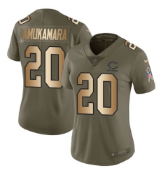 Women's Nike Chicago Bears #20 Prince Amukamara Limited Olive/Gold Salute to Service NFL Jersey