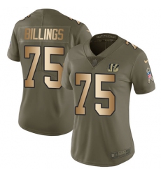 Women's Nike Cincinnati Bengals #75 Andrew Billings Limited Olive/Gold 2017 Salute to Service NFL Jersey