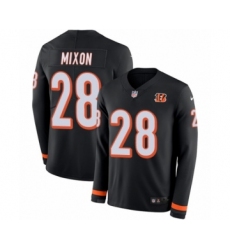 Men's Nike Cincinnati Bengals #28 Joe Mixon Limited Black Therma Long Sleeve NFL Jersey