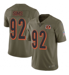 Men's Nike Cincinnati Bengals #92 Pat Sims Limited Olive 2017 Salute to Service NFL Jersey