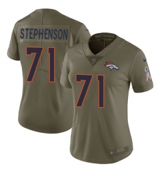 Women's Nike Denver Broncos #71 Donald Stephenson Limited Olive 2017 Salute to Service NFL Jersey