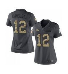 Women's Denver Broncos #12 Brendan Langley Limited Black 2016 Salute to Service Football Jersey