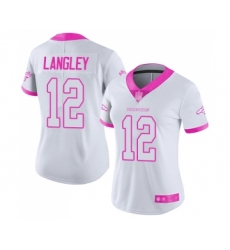 Women's Denver Broncos #12 Brendan Langley Limited White Pink Rush Fashion Football Jersey