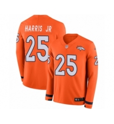 Men's Nike Denver Broncos #25 Chris Harris Jr Limited Orange Therma Long Sleeve NFL Jersey