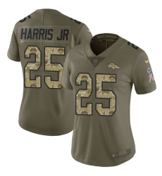 Women's Nike Denver Broncos #25 Chris Harris Jr Limited Olive/Camo 2017 Salute to Service NFL Jersey