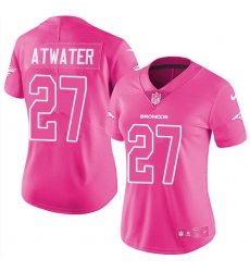 Women's Nike Denver Broncos #27 Steve Atwater Limited Pink Rush Fashion NFL Jersey