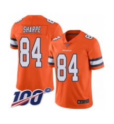 Men's Denver Broncos #84 Shannon Sharpe Limited Orange Rush Vapor Untouchable 100th Season Football Jersey