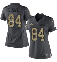 Women's Nike Denver Broncos #84 Shannon Sharpe Limited Black 2016 Salute to Service NFL Jersey