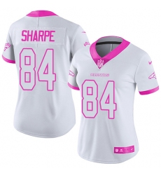 Women's Nike Denver Broncos #84 Shannon Sharpe Limited White/Pink Rush Fashion NFL Jersey