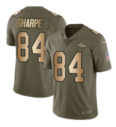 Youth Nike Denver Broncos #84 Shannon Sharpe Limited Olive/Gold 2017 Salute to Service NFL Jersey
