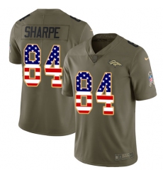 Youth Nike Denver Broncos #84 Shannon Sharpe Limited Olive/USA Flag 2017 Salute to Service NFL Jersey