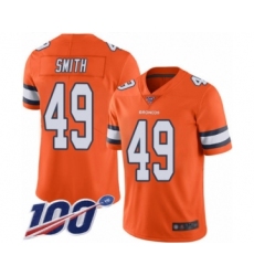Men's Denver Broncos #49 Dennis Smith Limited Orange Rush Vapor Untouchable 100th Season Football Jersey